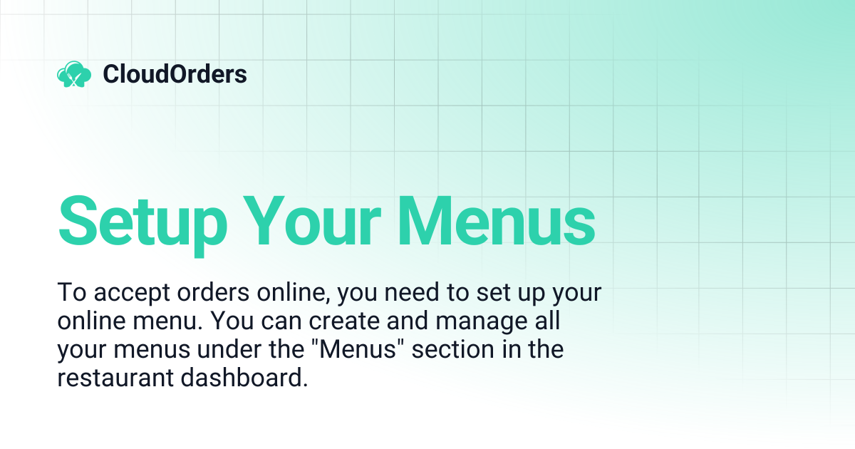 Setup Your Menus | CloudOrders